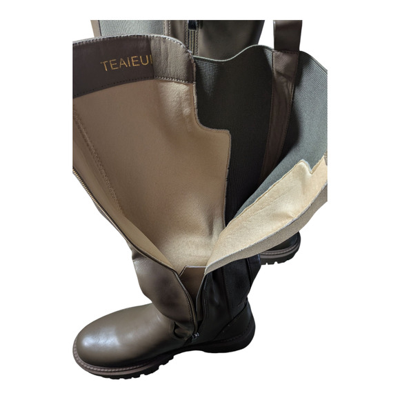 Teaieui Tan/Beige Women's Boots - Brand New - Mid to Lower Knee - Size 9.5 - Picture 5 of 9